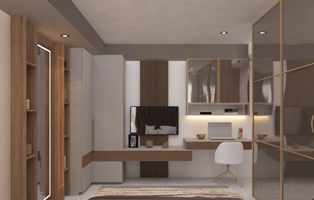 Bedroom with study and TV unit