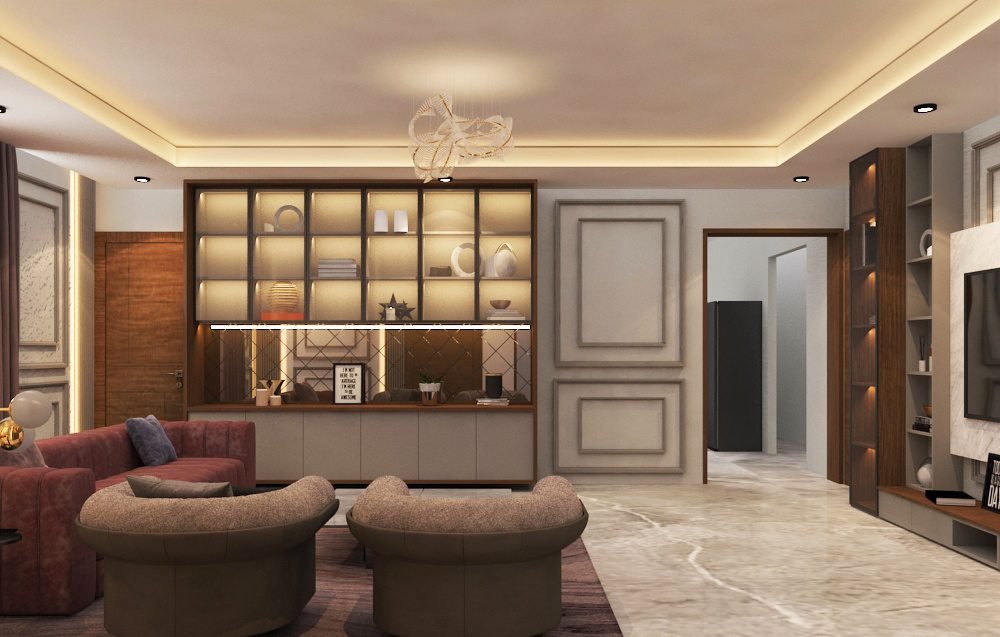 Living room with wall panelling