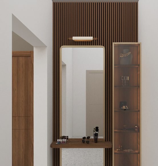 Dresser with mirror and display